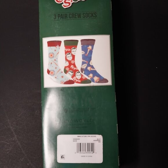 A Christmas Story Adult Movie Inspired Design 3 Pack Crew Socks - Picture 3 of 6